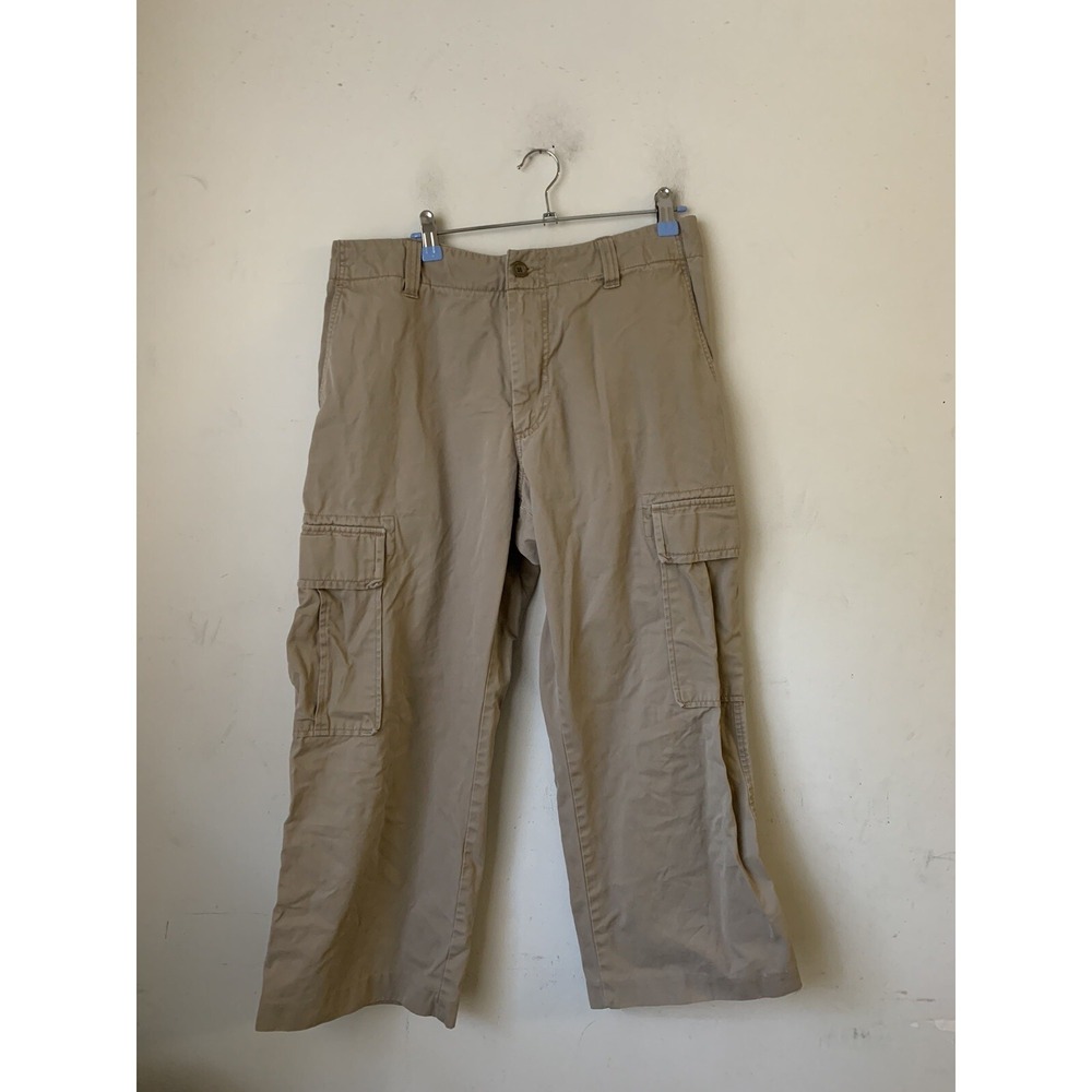 Banana Republic Men Pants 33x26 Khaki Baggy Skater Wide Leg Relaxed Pocket Cargo